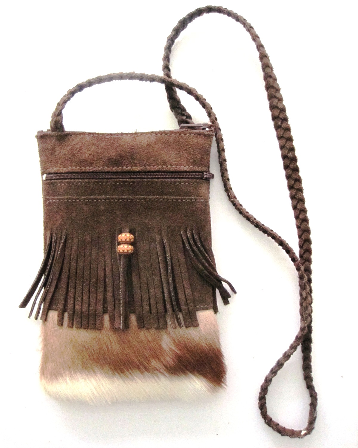 Springbok Hide and African Leather Frill Bag